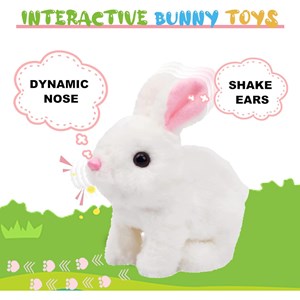 عروسک رباتیک خرگوش حرکتی رنگ سفید _عروسک رباتیک